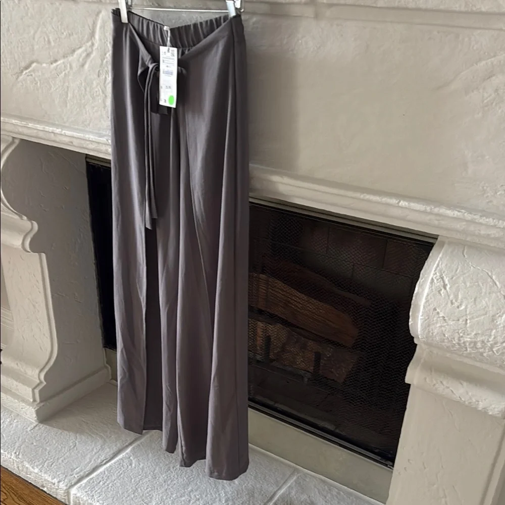 Zara Wide Leg Drawstring Pants in Dusty Gray - Picture 3 of 5